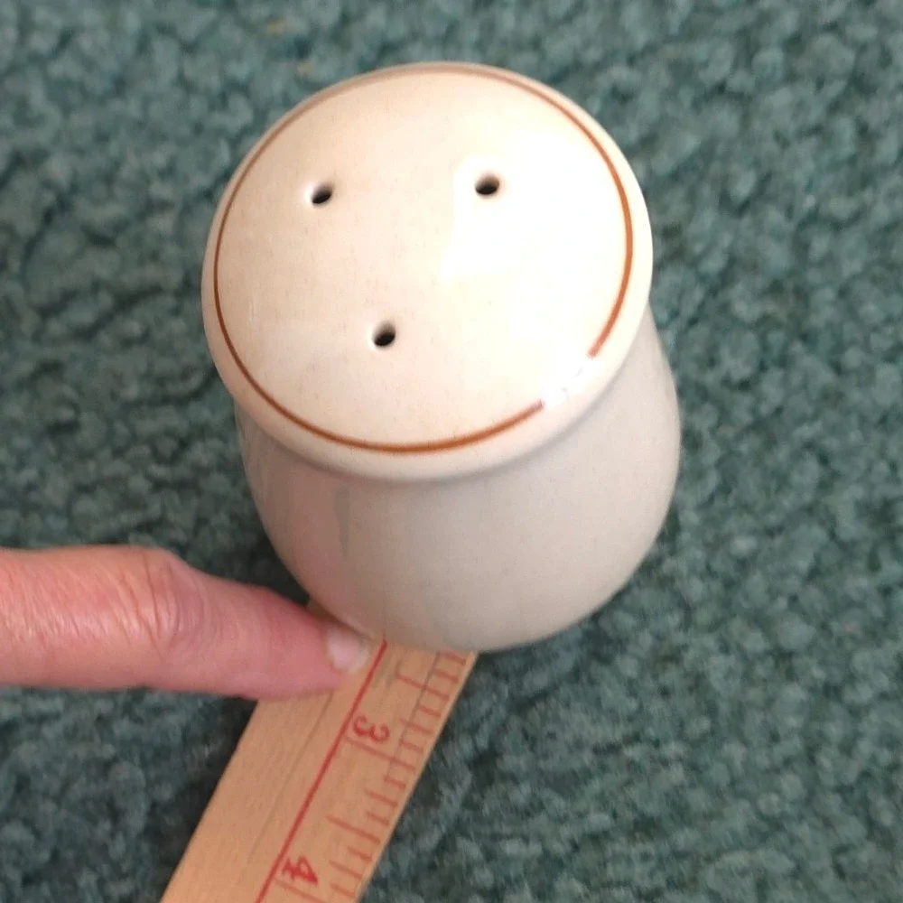 Vintage Newcor Our Country Stoneware Salt Shaker Cream Speckled Ceramic Houses